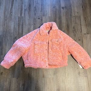 Free people pink teddy jacket